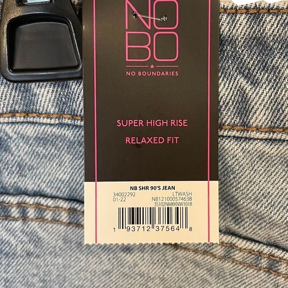NOBO New Light Wash Super Hi Rise Relaxed Fit 90s Distressed Denim Blue Jeans - Picture 7 of 11